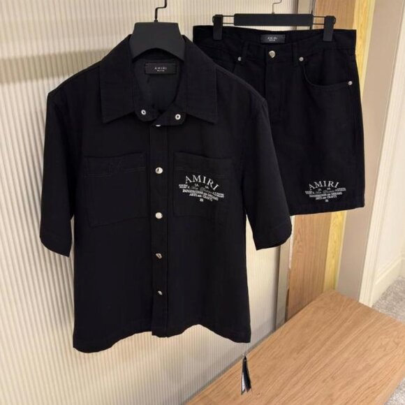 Medium Amiri Denim Men's Black Shirt And Short Set Comfort Fit - Picture 1 of 10